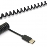 Gekrulde USB-C naar USB-C kabel - 1 meter - zwart